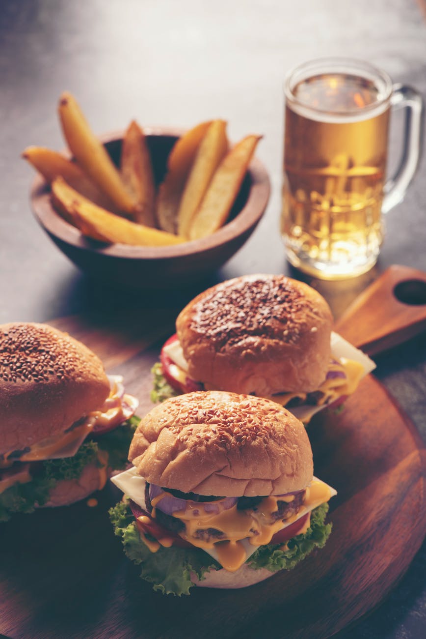 three cheese burgers
